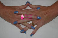 Blue Gelish with swirl dots - Click here to enlarge this image