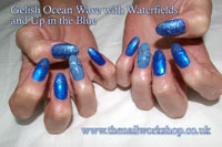 Gelish Ocean Wave with waterfileds and Up in The Blue - Click here to enlarge this image